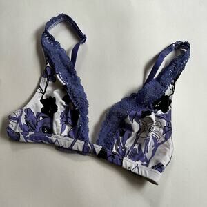 Calvin Klein Bra Purple White Flowers Size Small